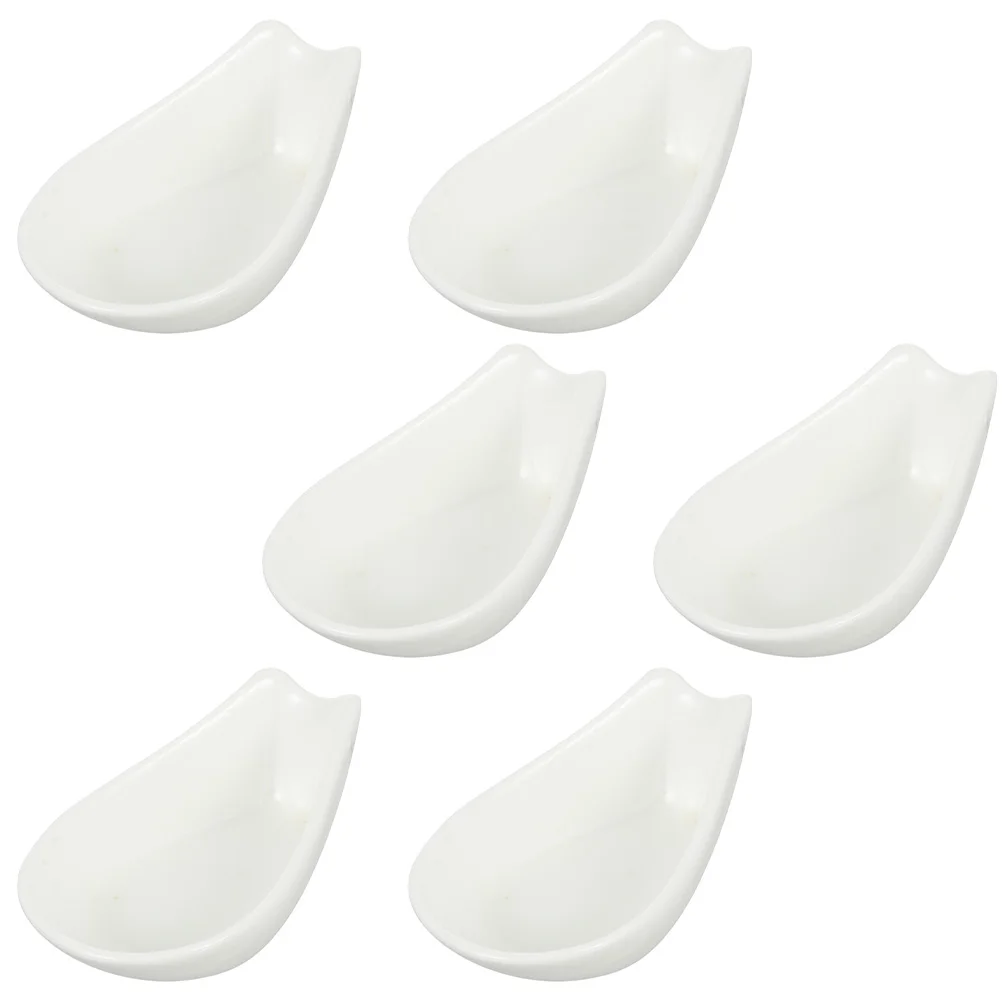 

6Pcs Ceramic Spoon Rest Ladle Spoon Holder Practical Utensils Holders (White)