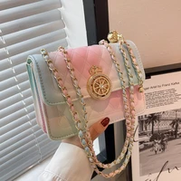 high quality designer handbag womens summer 2022 new trend line rhombus chain bag all match messenger small bag