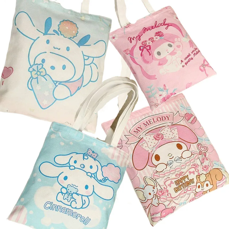 

One shoulder Sanrio cinnamoroll Kawaii My Melody Class package Canvas bag cartoon Large capacity Christmas gift Student prizes