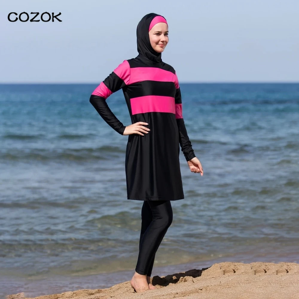 

2022 new Swimsuit Muslim Fashion Women Swimsuit Modest Bathing Suit Long Sleeve Burkini Muslim Women Swimwear Hiab Sport Black