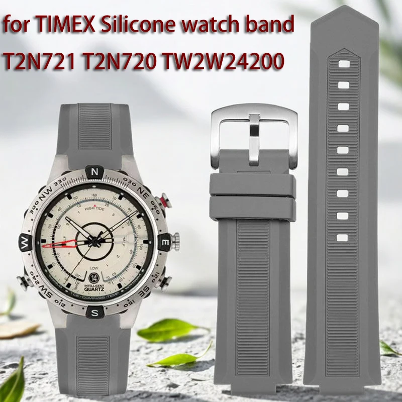 Фото Выпуклый силиконовый ремешок для часов Timex Tide Series t2n721 T2N720 TW2W24200, сменный ремешок для занятий спортом на открытом воздухе, 24x16 мм, ремешок для часов №1