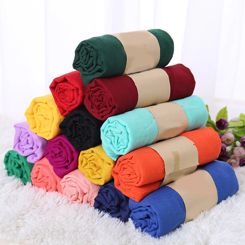 

Solid Color Scarf Women Cotton Hijabs Scarf Pashmina Lady Shawls And Wraps Beach Scarves Neck Bandana Men Scarf/Black Scarfs