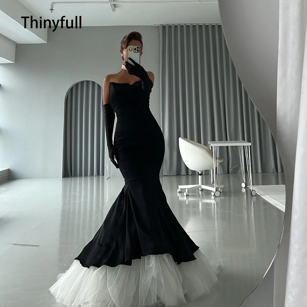 

Черные вечерние платья Thinyfull с юбкой-годе, вечерние платья, платья со шлейфом для торжественных случаев, Саудовская Аравия