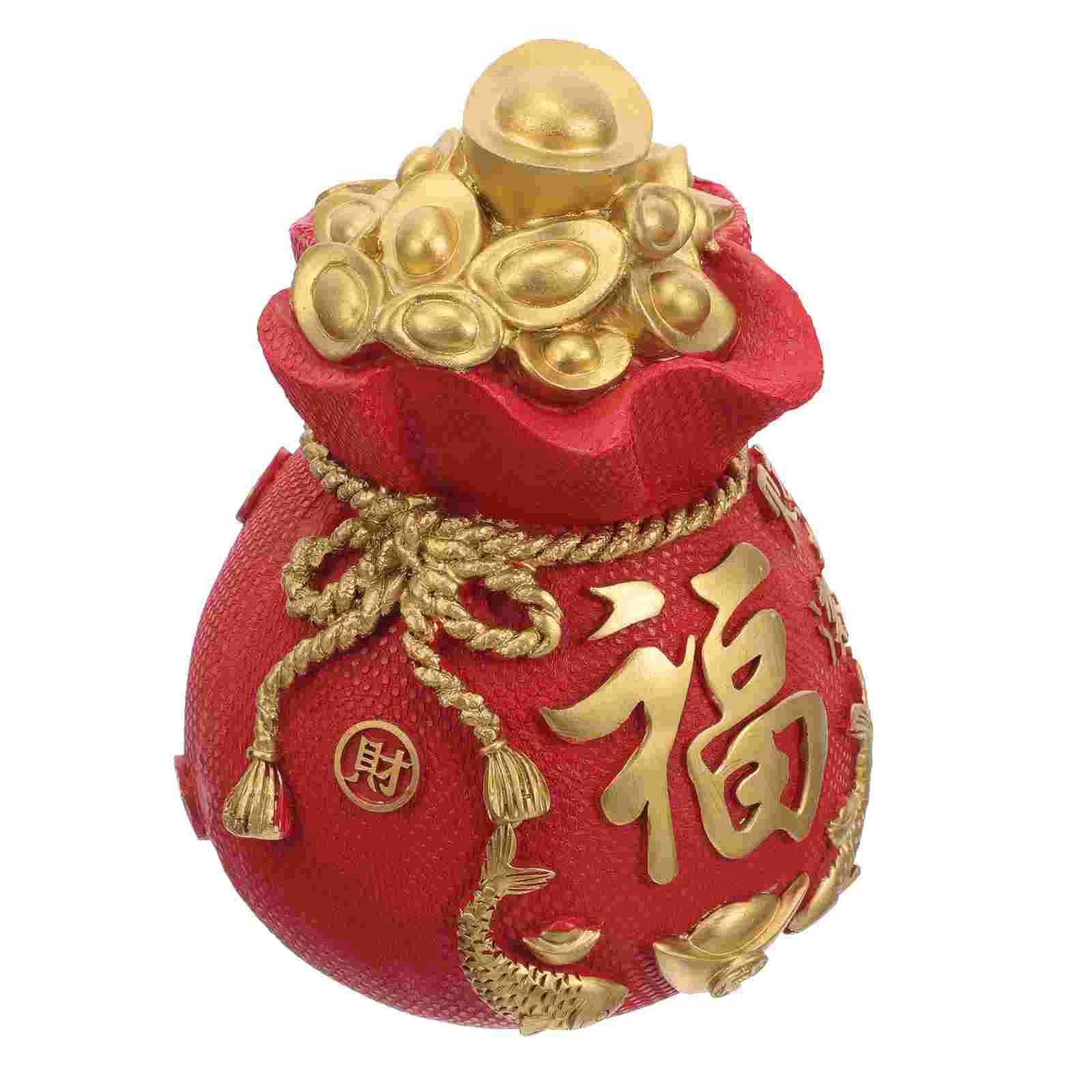 

Chinese Blessing Bag Decoration Tabletop Decorative Coin Saving Pot Wealth Bag Statue New Year Piggy Bank