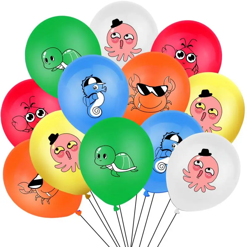 

10pcs Sea World Lobster Crab Octopus Turtle Seahorse Color Latex Balloon Birthday Party Decoration Baby Shower Globes
