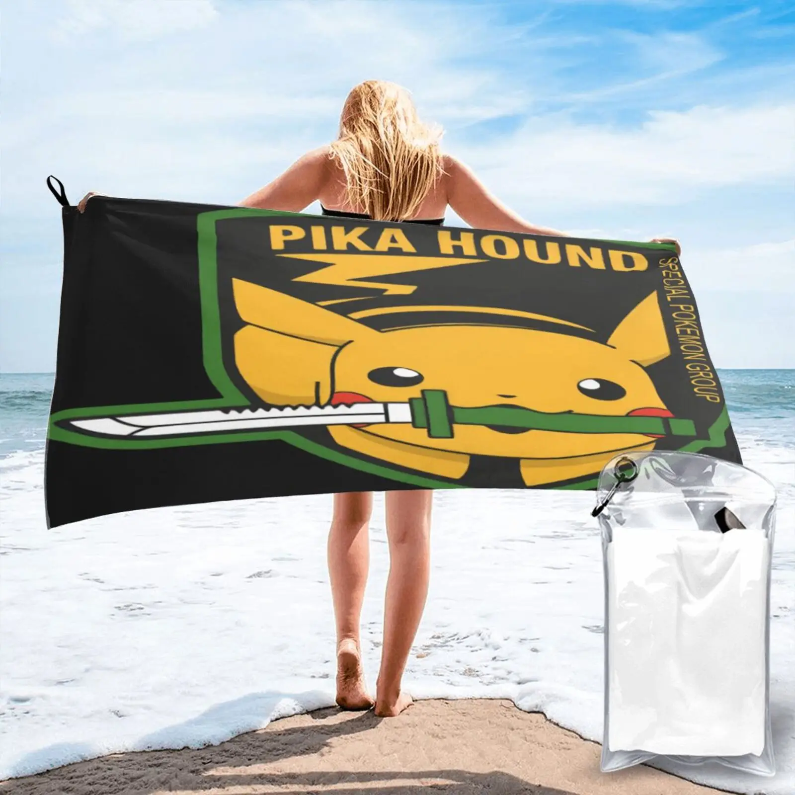 

Металлическое снаряжение Pikahound, однотонное пляжное полотенце, банное пляжное полотенце, накидка, полотенце для ванны и душа, махровое полот...