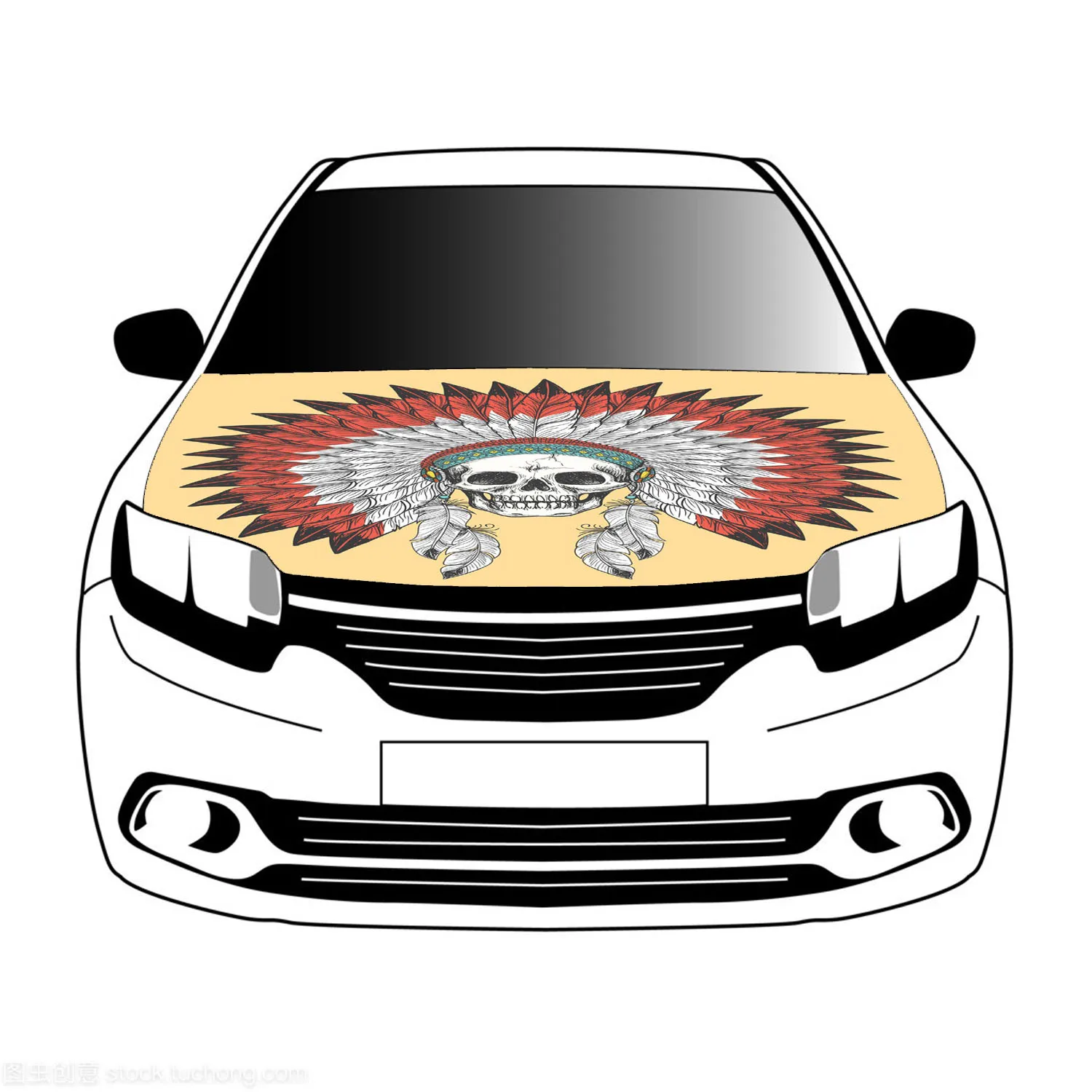 

Feather headdress of American Indian Skull flags,3.3x5ft 100%polyester,car bonnet banner