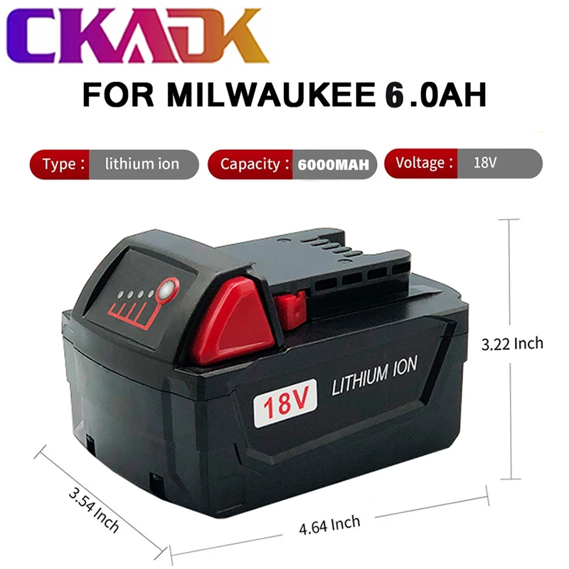 

Новинка 2022, литиевая батарея 18 в 1860 Ач, заменяет M18 XC 48-11-1850 48-11-1840 48-11-1820 48-11-, аккумуляторная батарея milwaukee