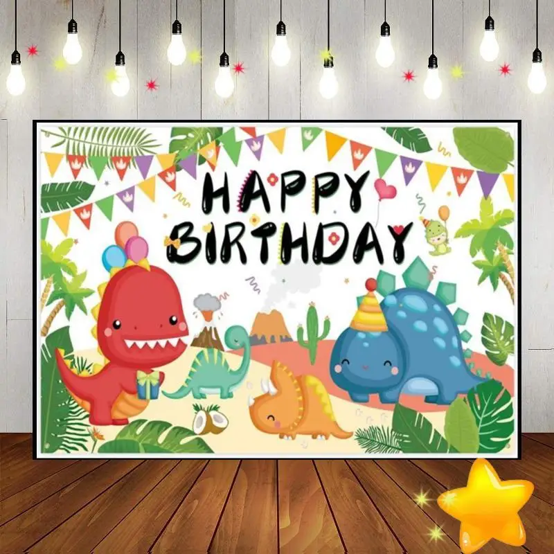 

Динозавр мультфильм тематика Dicaron баннер фон пользовательский день рождения декорация детский душ фотография фоны