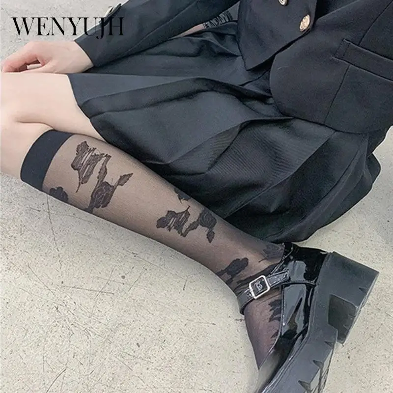 

Lace Sexy Stockings Women Anti-Snagging Knee Socks Fishnet Pantyhose Club Party Flower Hollow Mesh Fish Net Compression Stocking