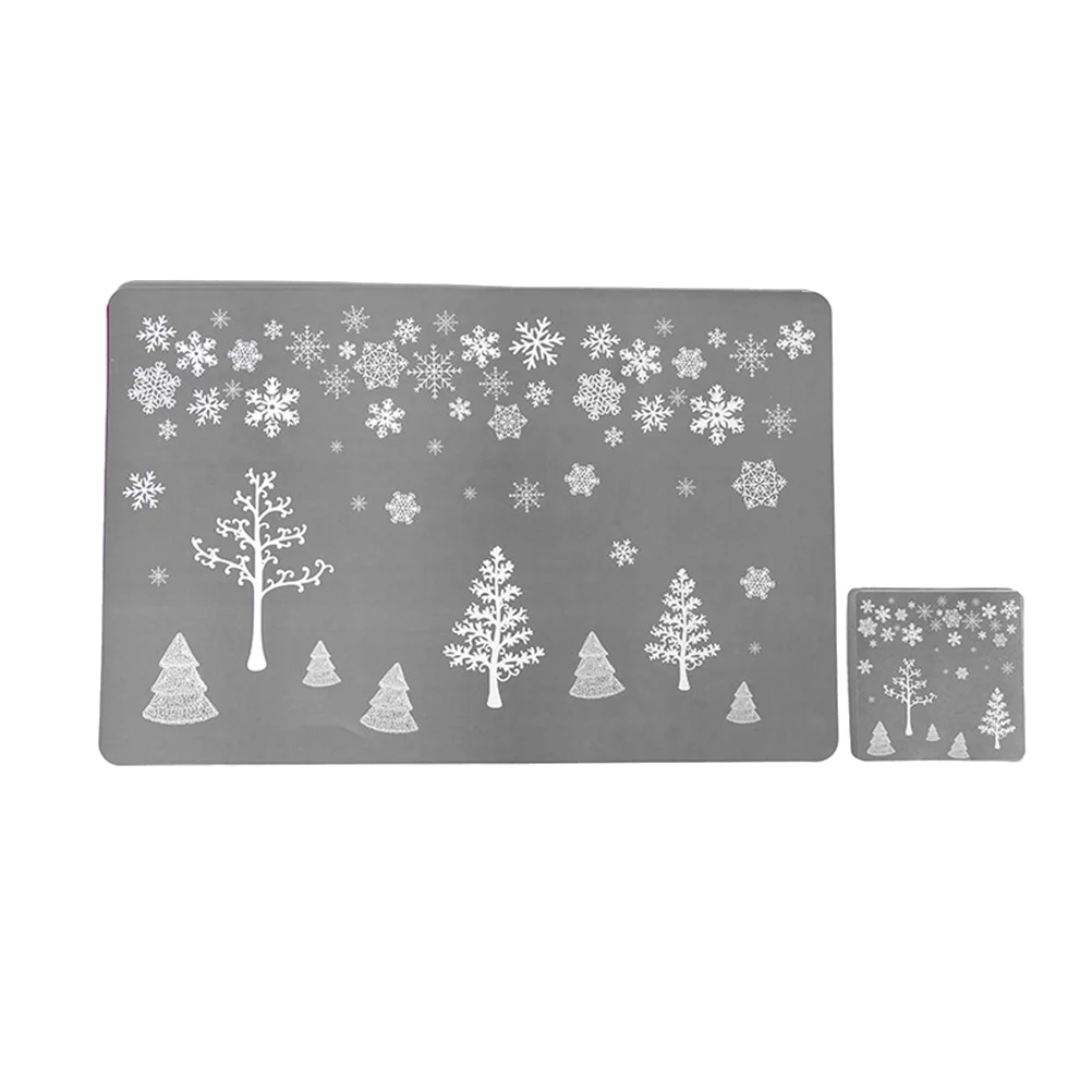 

12pcs Christmas Placemats with Coster armhouse Christmas Kitchen Fall HolidayTable Placemat For Dining Grey