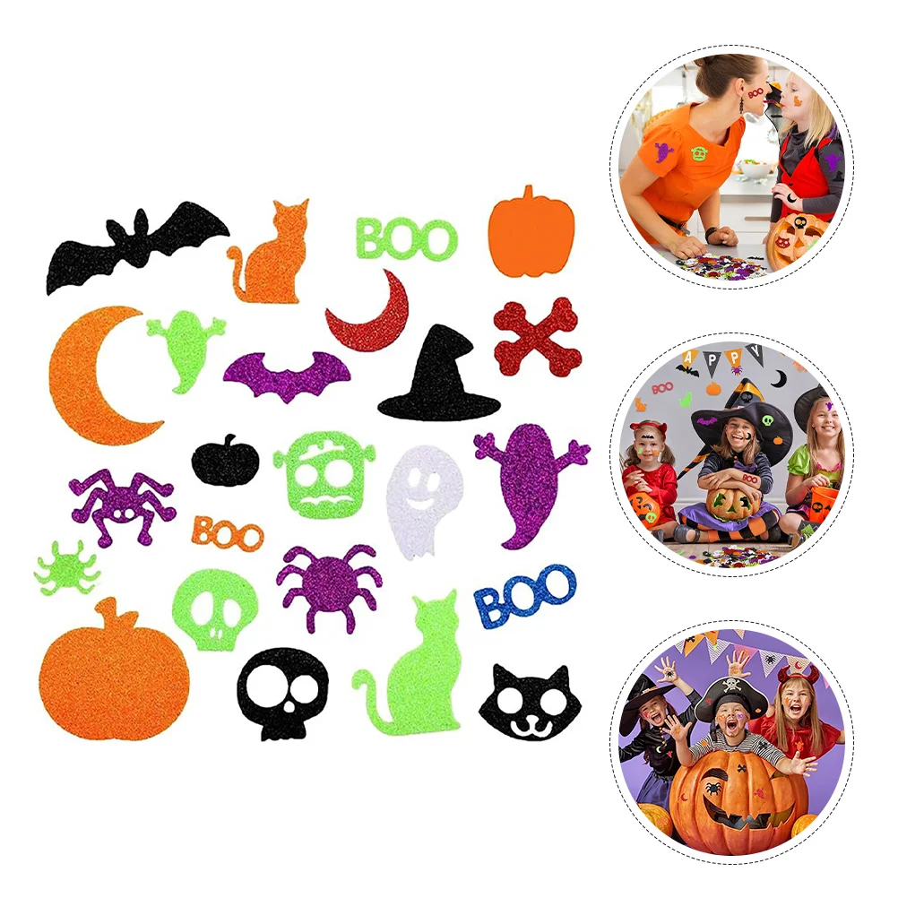 

100PCS Halloween Foams Stickers Glitter Craft Stickers Halloween Party Favors