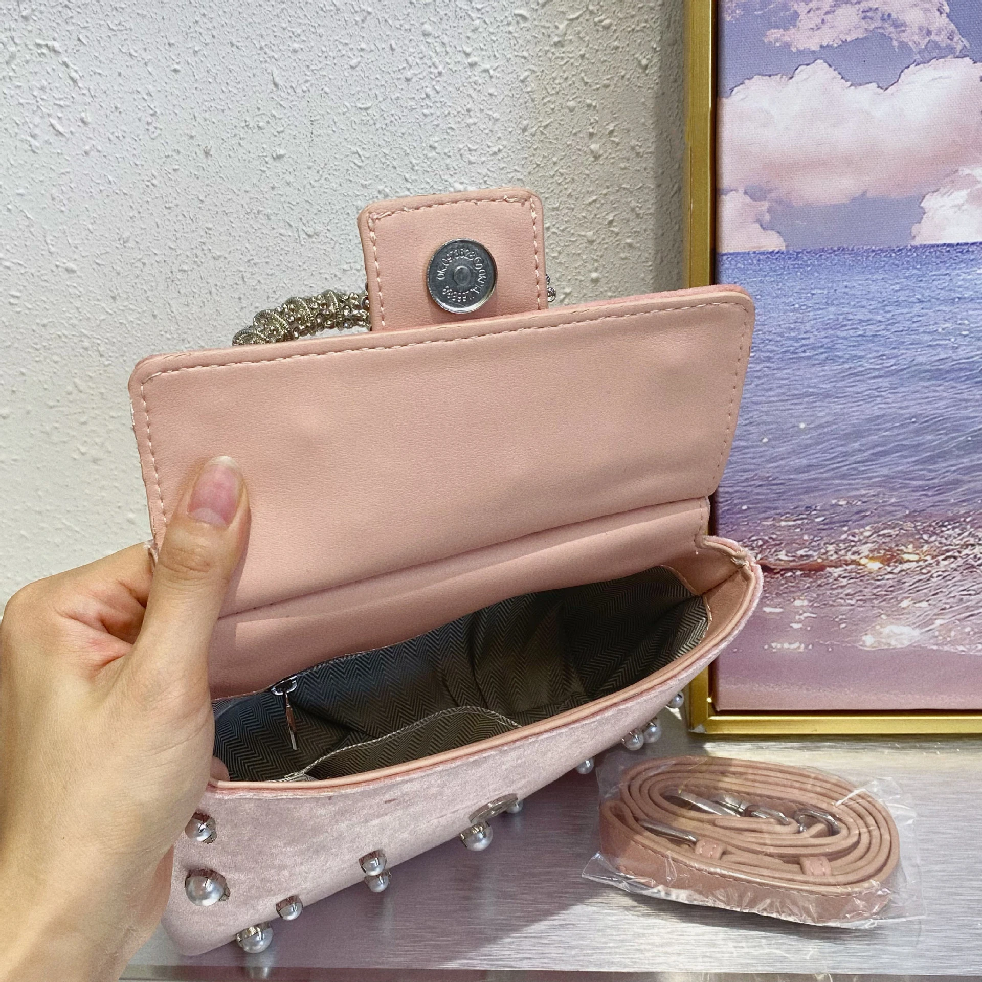 Женская бархатная джинсовая вечерняя сумка-клатч