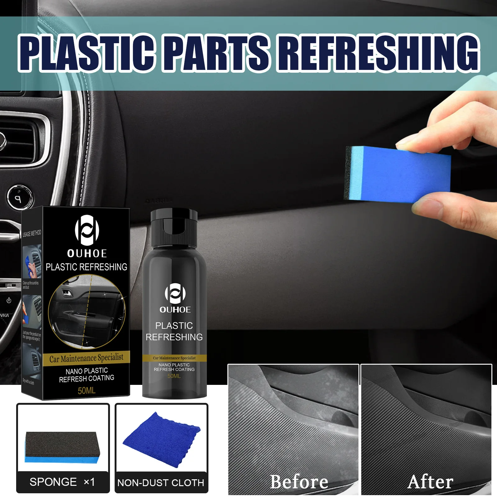 

50ml Automobile Plastic Refurbishment Agent Renewed Plastic Restore Agent Car Paint Car Interior Cleaning Agent