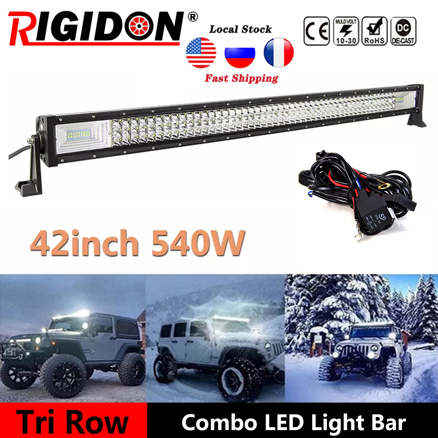 

Трехрядный 42-дюймовый 540 Вт Светодиодный прожектор жесткого света 7D, комбинированный луч для Jeep, внедорожника, грузовика, полноприводного а...