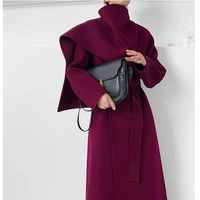 long coat casacos de inverno feminino 2022 autumn winter women wool jackets for women adjustable waist double breasted