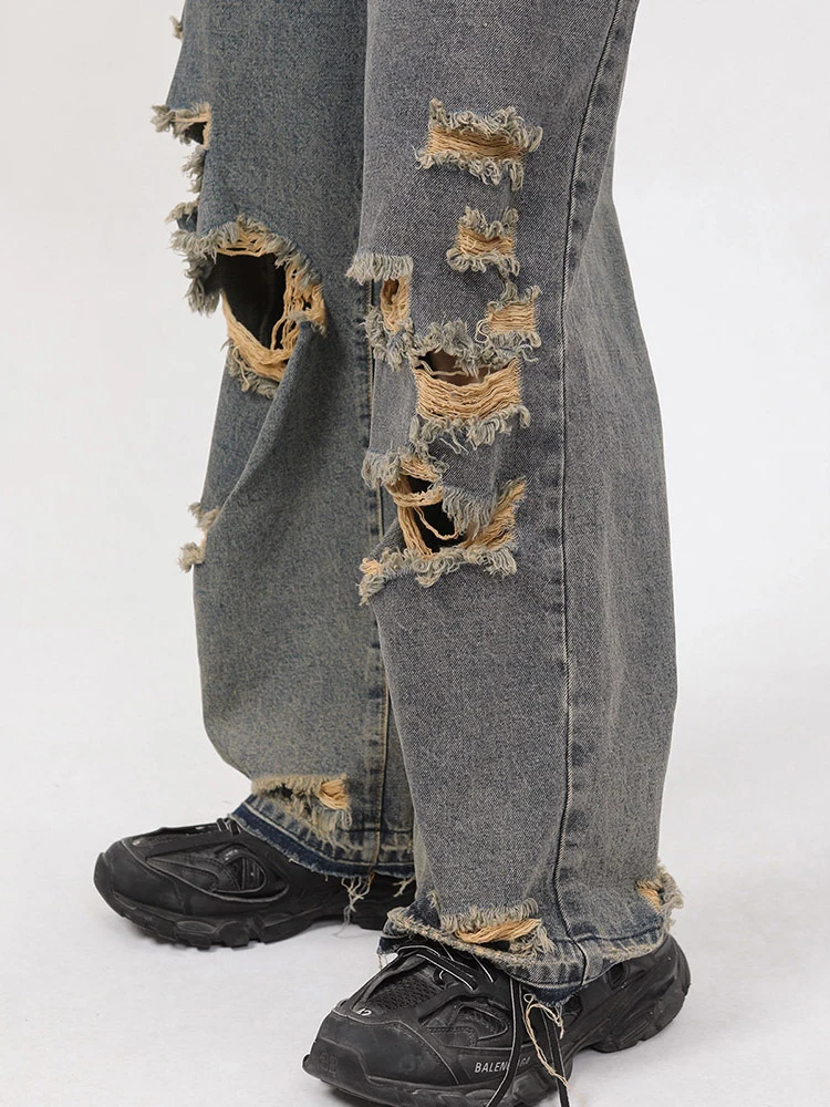 Four Seasons Men's Summer Casual Jeans Men New Korean Fashion Personality Straight Men Pants Retro Trousers INS Hot Sale JEANS