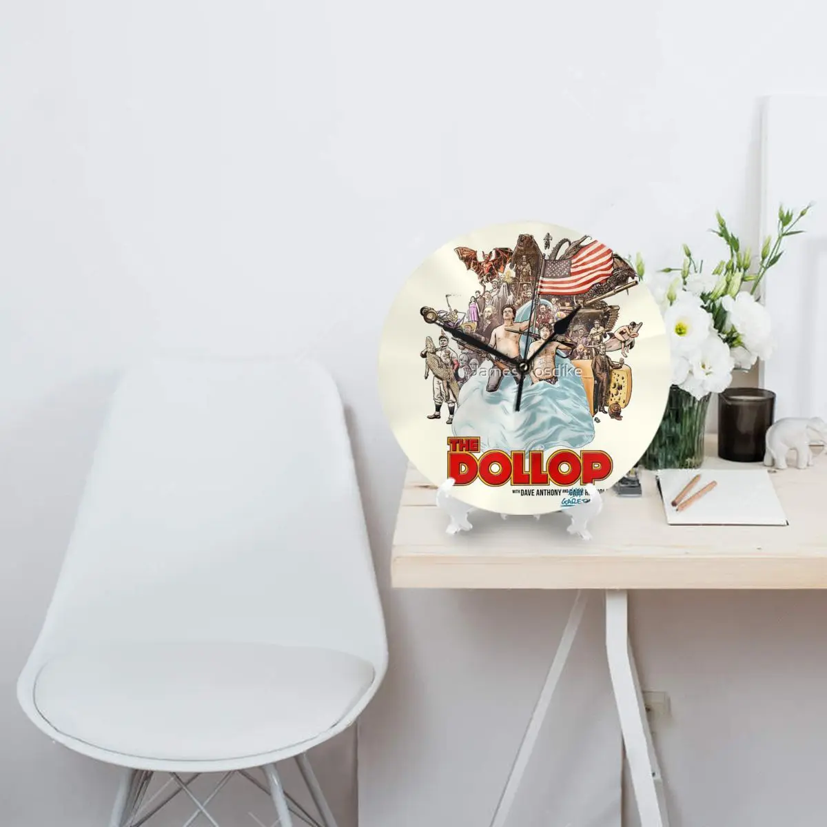 Настенные часы The Dollop 2014-(футболка) декоративные круглые для комнаты необходимые