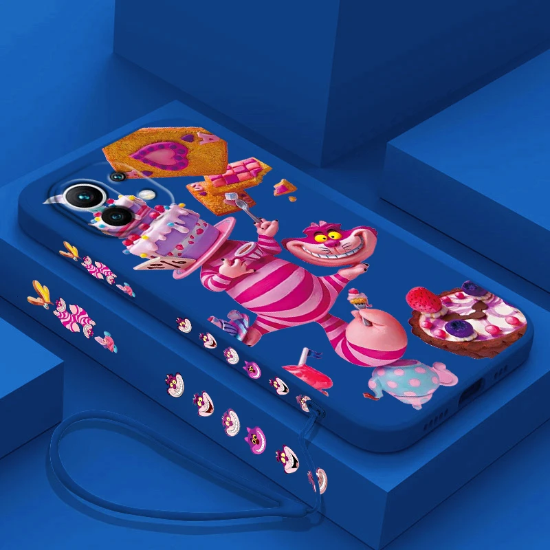 

Disney Alice Cheshire Cat For Xiaomi Mi 13 12S 12 12T 12X 11i 11T 11 10 10S Pro Lite Ultra Liquid Left Rope Phone Case