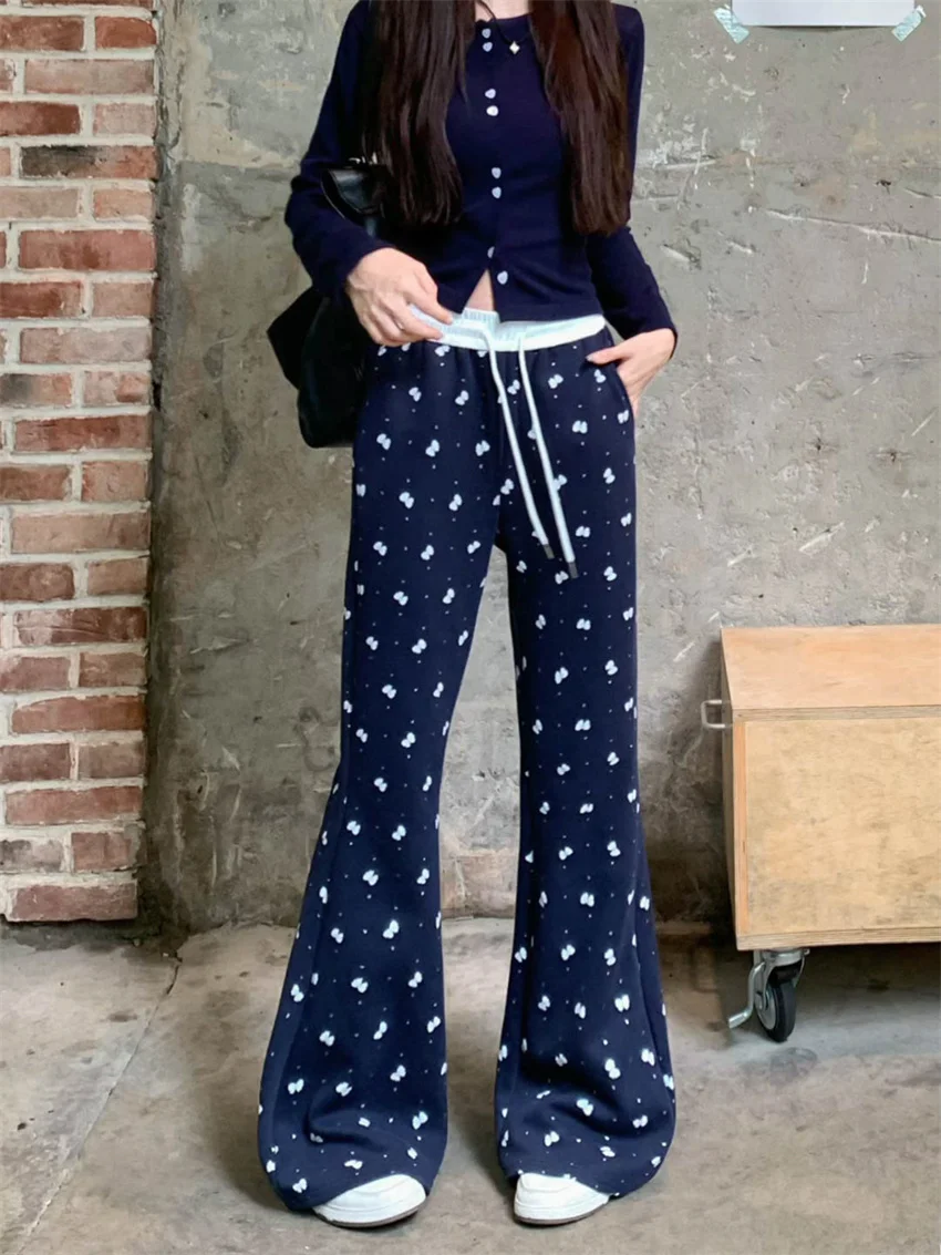 Женские свободные расклешенные брюки PLAMTEE с цветочным принтом повседневные