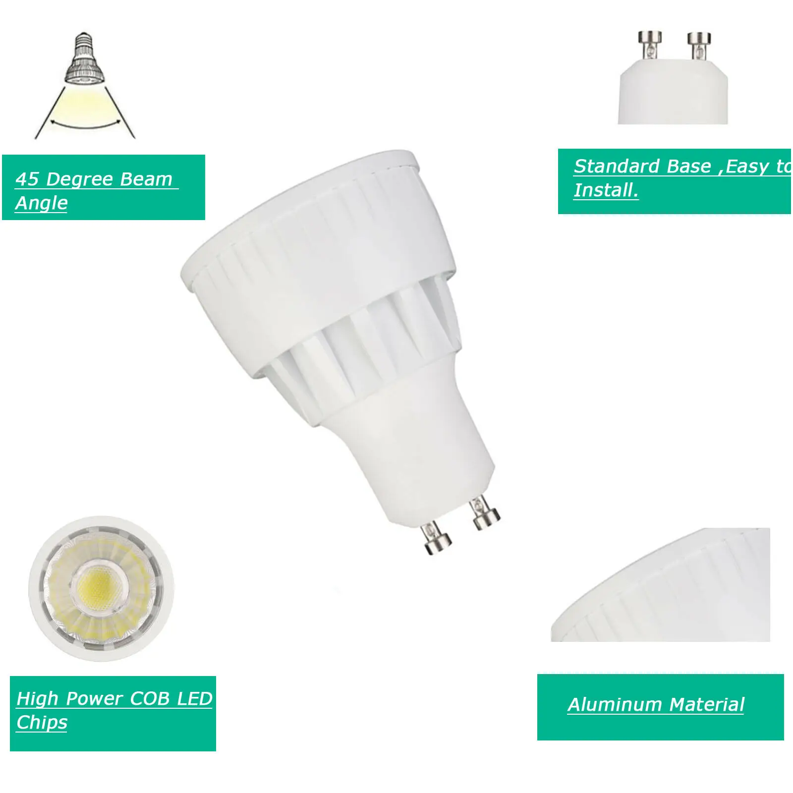 Регулируемый световой прожектор Cob Led Лампочка красная и 45 12 Вт 4000K Lampada Холодная