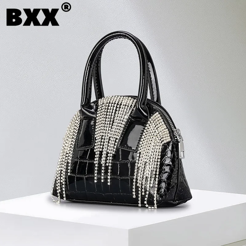 

[BXX] Tassel Diamond Fashion Women Handbag Zipper Stone Pattern Shell Bag Chain One Shoulder Messenger Bags 2023 New Tide 8CY132