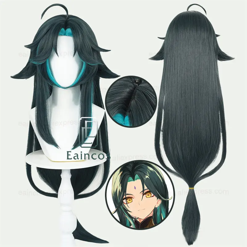 

Genshin Impact Female Xiao Wig Cosplay 85cm Long Straight Hair Heat Resistant Synthetic Wig Halloween
