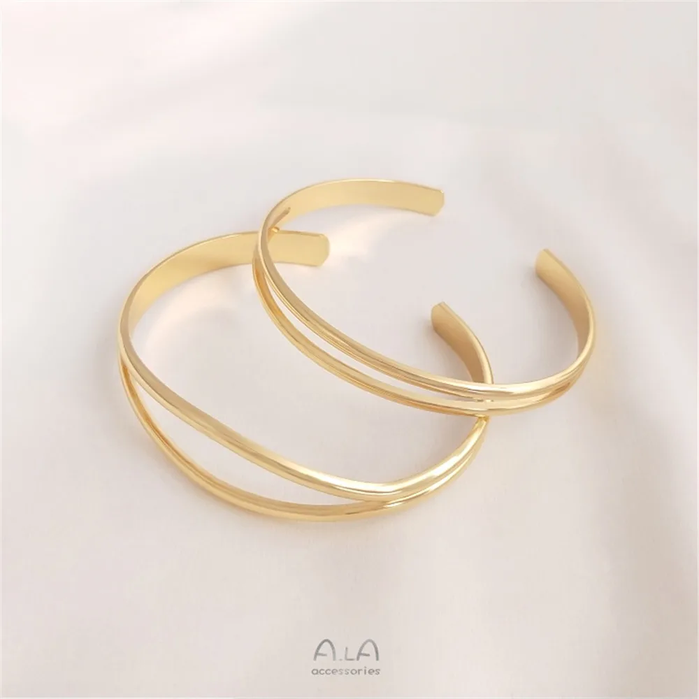 Купи Plated 14K Gold Filled Simple and stylish French women's bracelet with a hyperbolic open loop DIY handmade bracelet за 136 рублей в магазине AliExpress