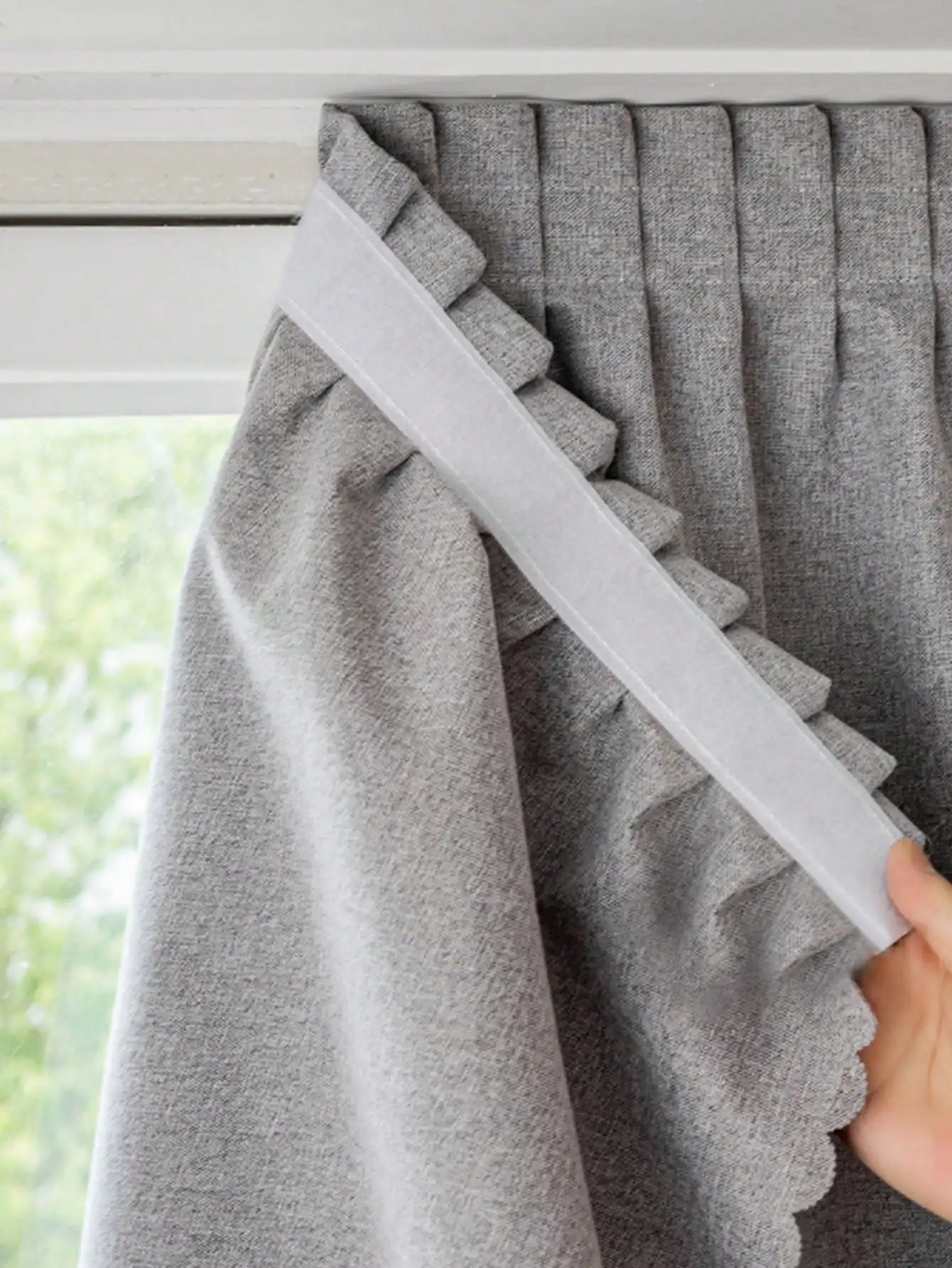 Портативная занавеска простые серые льняные занавески с самоклеящейся