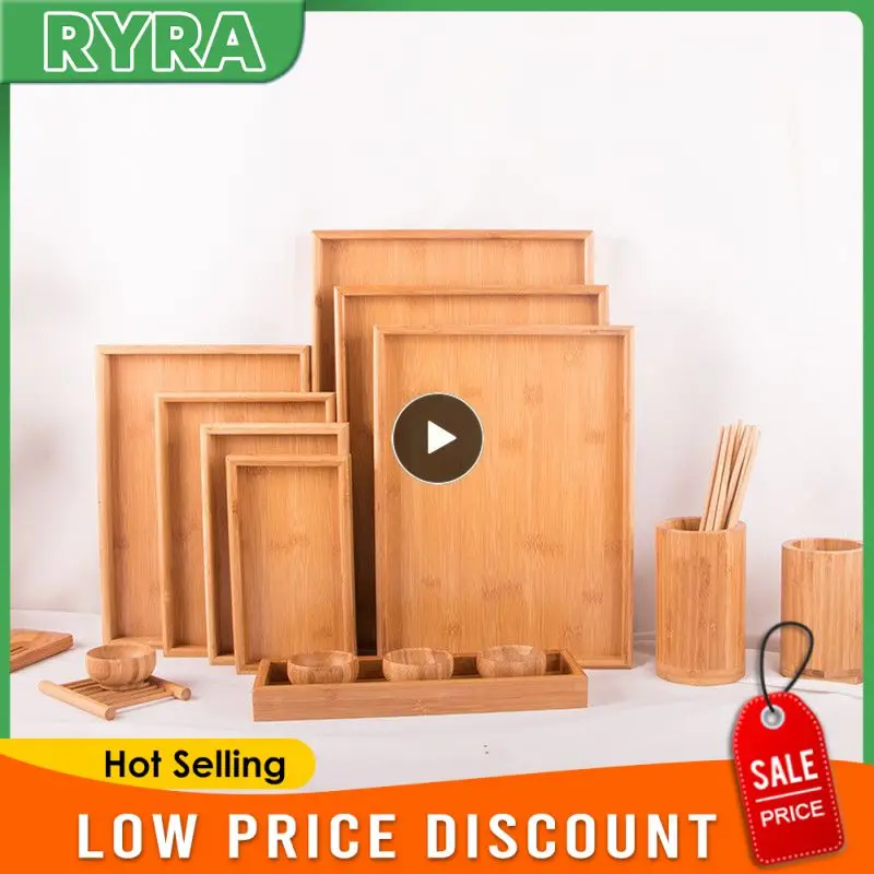 

Tea Tray Rectangular Bamboo Wooden Pallet Serving Table Plate Mildew Proof Dinner Carry Tray Picnic Barbecue Pan For Kitchen
