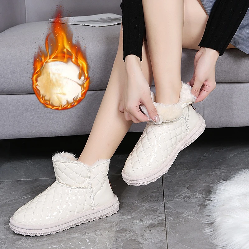 

Fashion Snow Boots Female Casual Ankle Boots Slip-on Sneakers Black Short Boots Keep Warm Non-slip Boots Women's Boots Winter