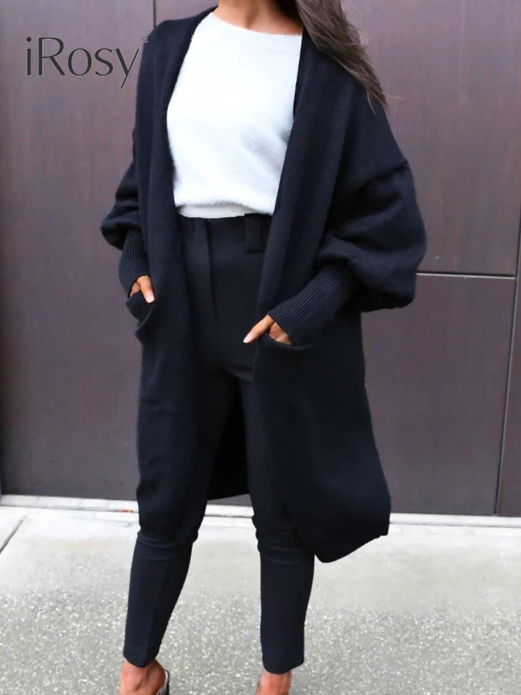 Новинка Осень-зима 2024 теплый вязаный кардиган с карманами простые корейские