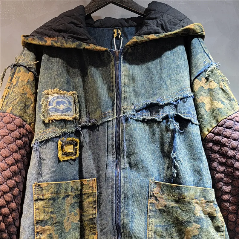 [zoci] Утепленная теплая джинсовая куртка с хлопковой подкладкой осень-зима новый