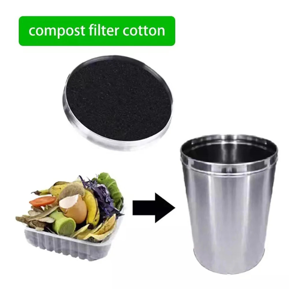 

8PCS/Set Compost Bin Activated Carbon Filter Kitchen Yard 120*120MM Black Round Cotton Waste Bins Charcoal Filters Garden Tool