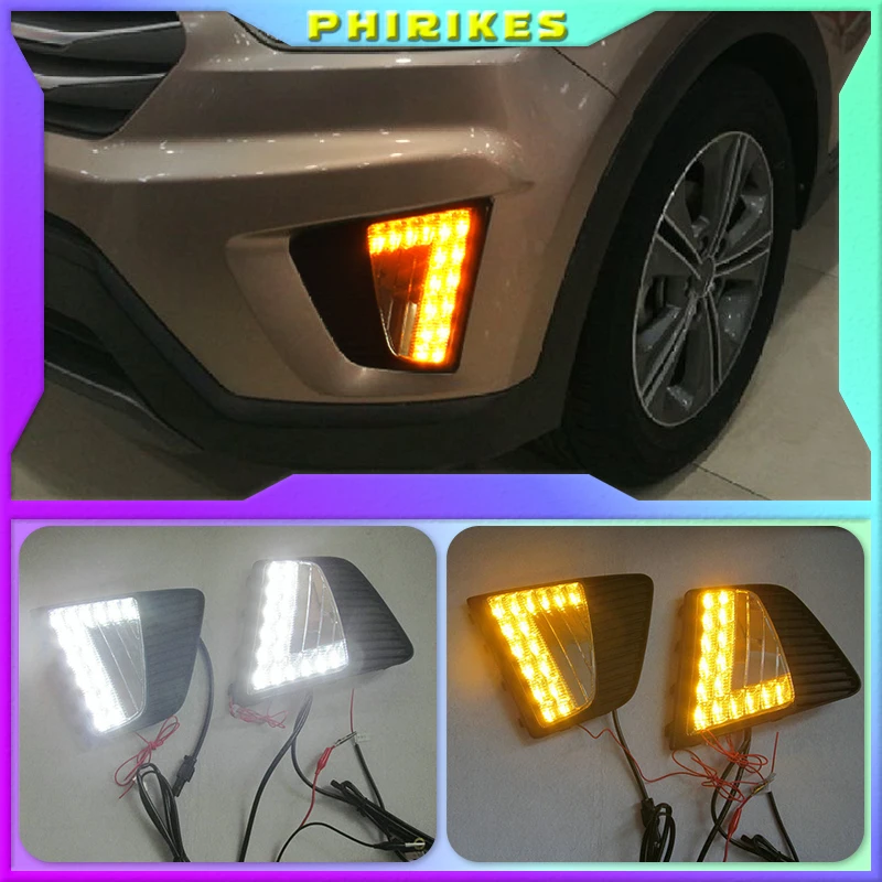 

2PCS LED DRL fog lights for Hyundai IX25 Creta 2014 2015 2016 Headlight Daytime Running Light Fog Lightg Lamp Cover Car- styling