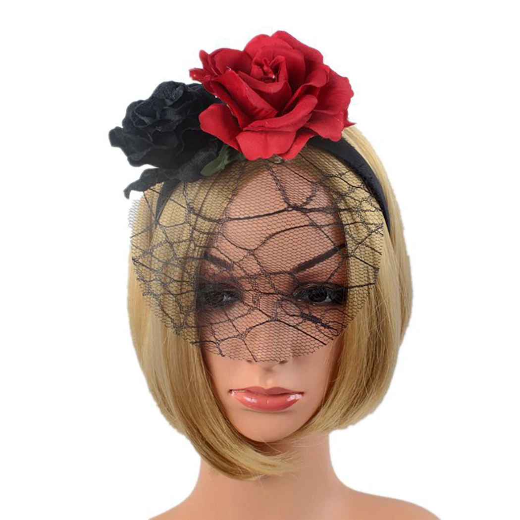 

Elegant Vintage Women Fake Flower Hair Hoop Fascinator Hat Ladies Girl Hair Accessories Wedding Party Floral Mesh Veil Headband