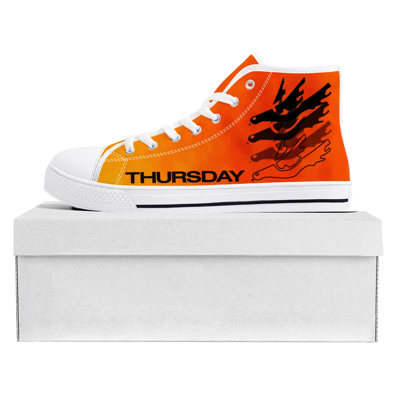 

Thursday Band High Top Sneakers Mens Womens Teenager Canvas High Quality Sneaker Casual Custom Made Shoes Customize Shoe White