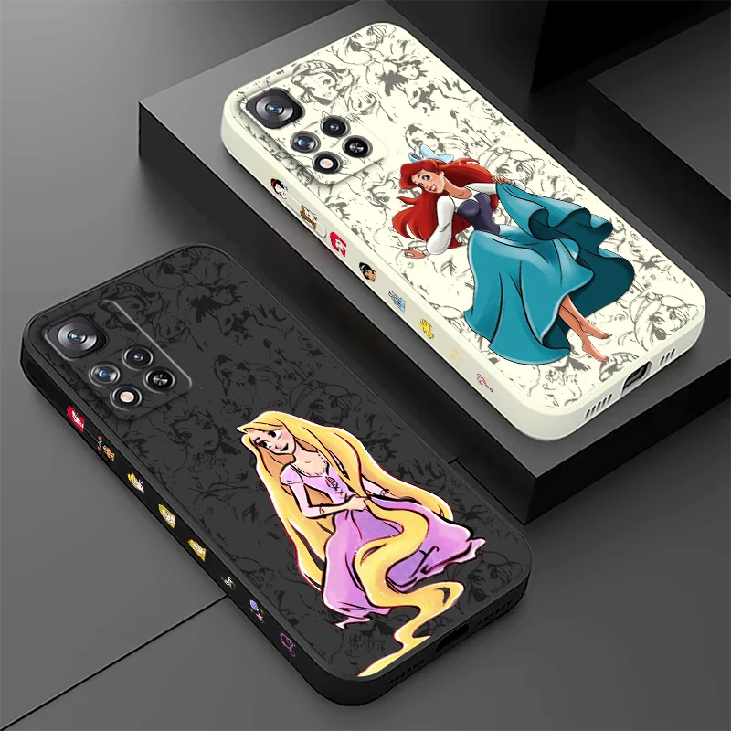 

Princess Cartoon Girl Liquid Left Rope Phone Case For Xiaomi Redmi Note 12 11 11T 10 10S 9 9S 9T 8 8T Pro Speed 4G 5G Cover Capa