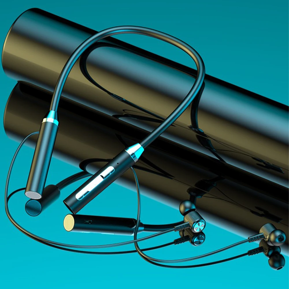 

Wireless Bluetooth-compatible Earphones Neckband Magnetic Bass Sports Headphones with Mic Stereo Noise Reduction Music Headset