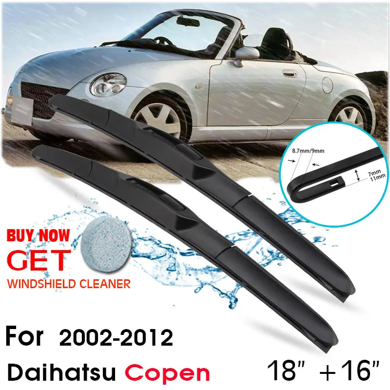 

Car Wiper Blade Front Window Windshield Rubber Silicon Refill Wipers For Daihatsu Copen 2002-2012 LHDRHD 18"+16" Car Accessories
