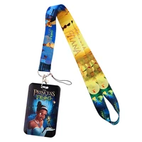 the princess and the frog lanyards keys chain id credit card cover pass mobile phone charm neck straps badge holder accessories