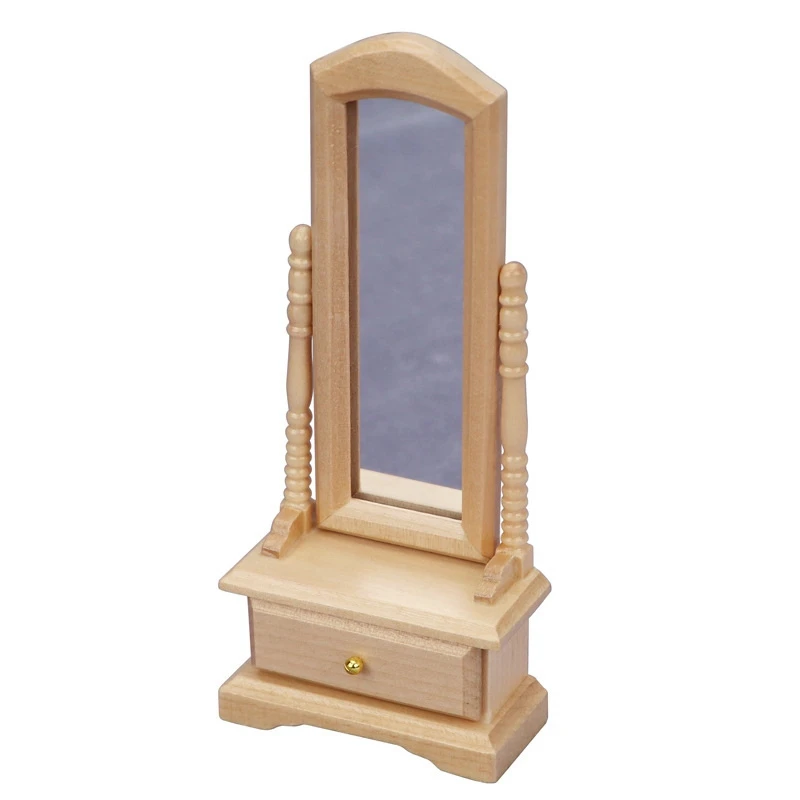 

1:12 Dollhouse Full-Length Dressing Mirror With Drawer Model Simulation Full-Length Dressing Mirror Dollhouse Decoration