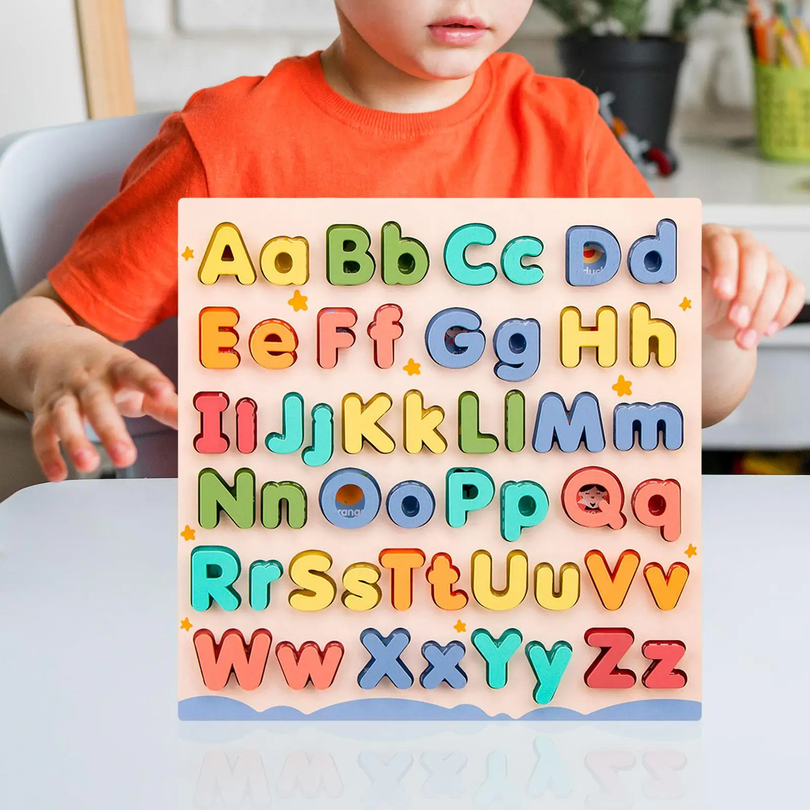 Wooden Educational Abc Puzzle Learn Alphabet for Kids Ages 3+ Years Old