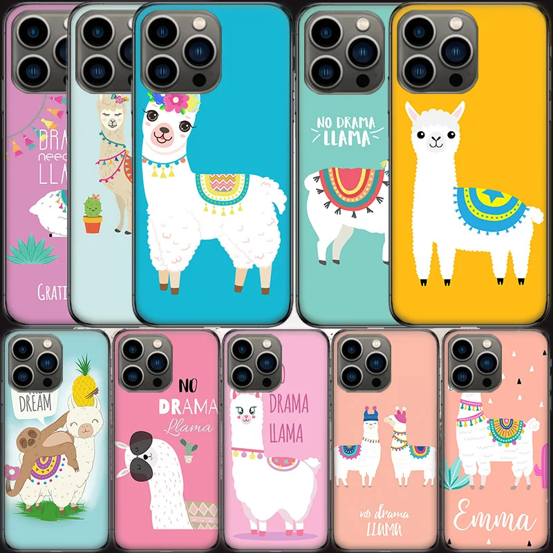 

Мультяшный чехол для телефона с ламой для Apple Iphone 13 12 Mini 11 14 Pro Max, чехол SE 2020 X XS XR 8 7 6 6S Plus 5