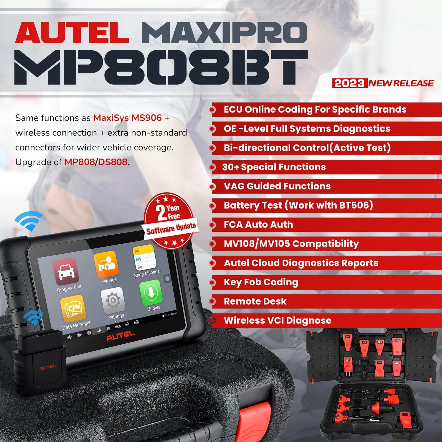 Autel MaxiPRO MP808BT Pro диагностический инструмент Автомобильный сканер 2 года обновления