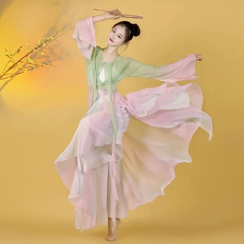 

Classical Dance Costume Gradual Suit Fairy Daily Practice Dress Loose Flowing Gauze Chinese Dance Performance Stag Dancewear
