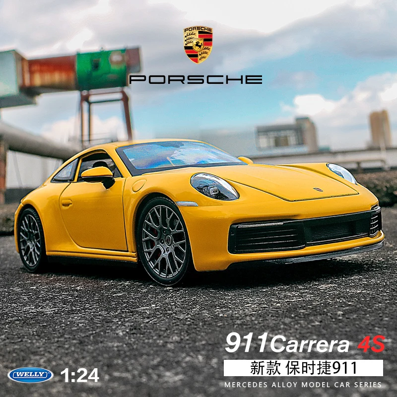 Модель спортивного автомобиля WELLY 1:24 Porsche 911 металлическая игрушечная машинка из