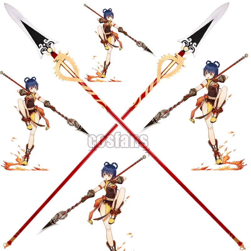 

Project XiangLing Cosplay Genshin Impact PVC Spear Weapon Game 35cm GuoBa Doll Xiang Ling Shoes Boots Wigs Genshin Toys Props