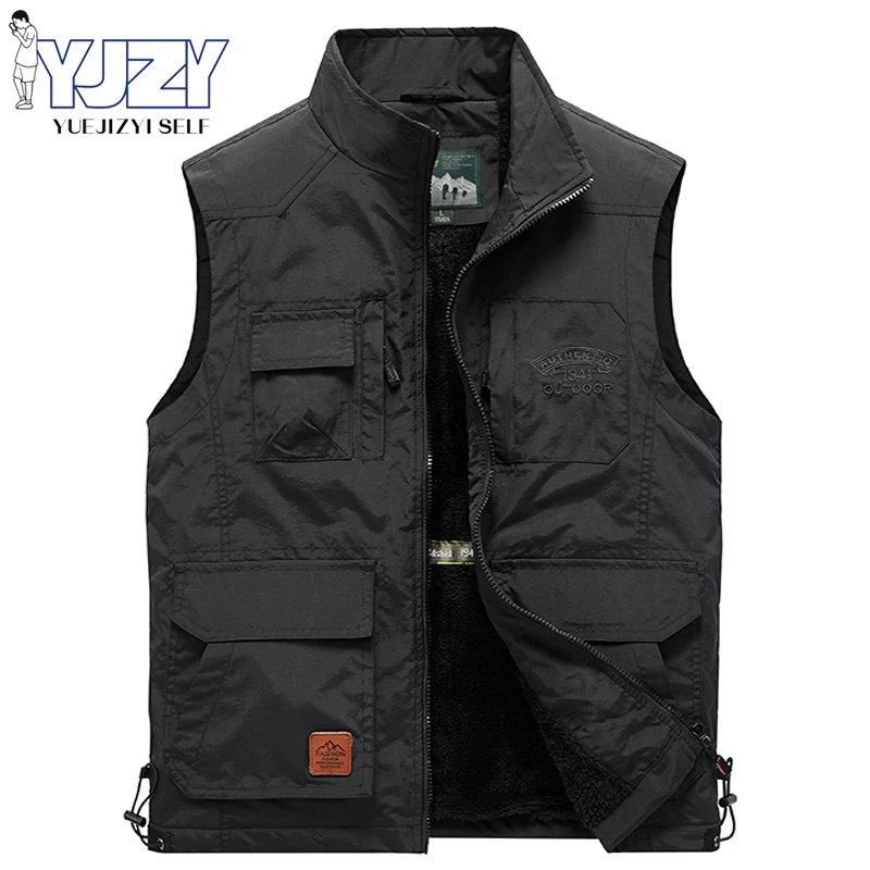 Winter Man Classic Tooling Vests Warm Thick Fleece Vest with Casual Pockets Waistcoat Military Bomber Tactics Men Plus Size 6Xl