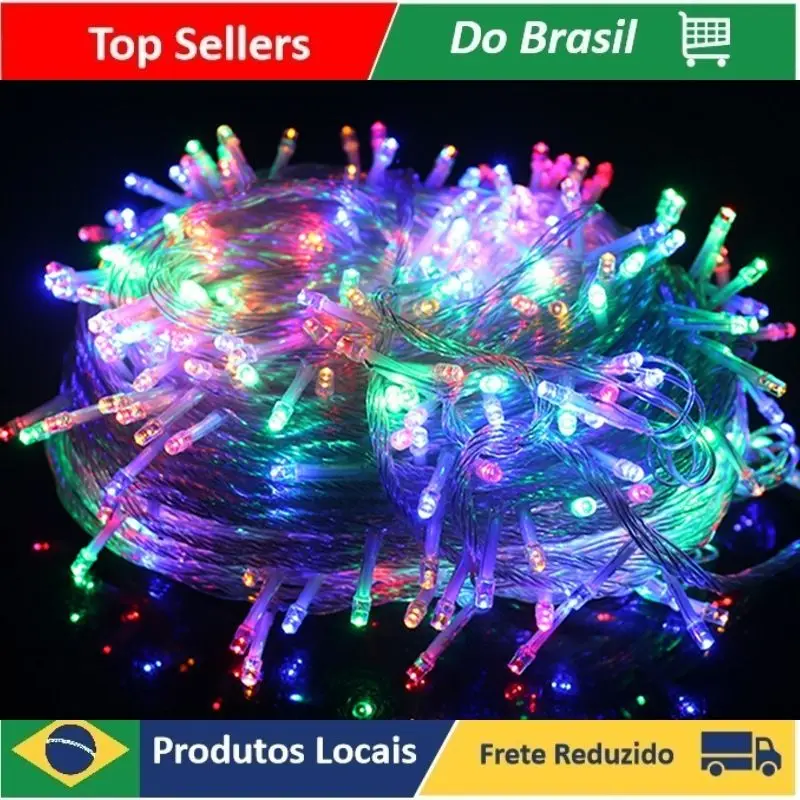 

3M Fio Fada Com 100 Lâmpadas Natal Cascata 8 Funções Colorida/Branco C/Fio Branco